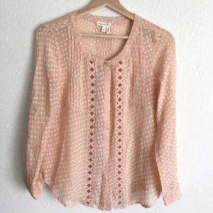 Anthropologie Meadow Rue Blouse in light pink. Size Large.